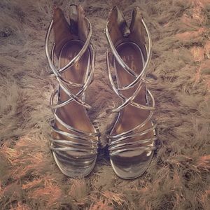 Silver strappy heels